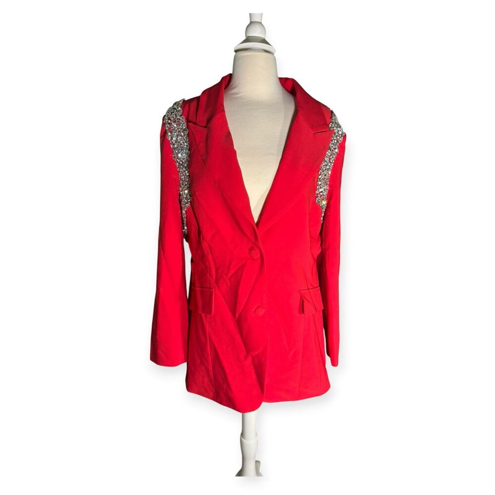Fashion Nova Claire Embellished Suit Set Red Sparkle Suit Size 1X Nova Luxe BNWT